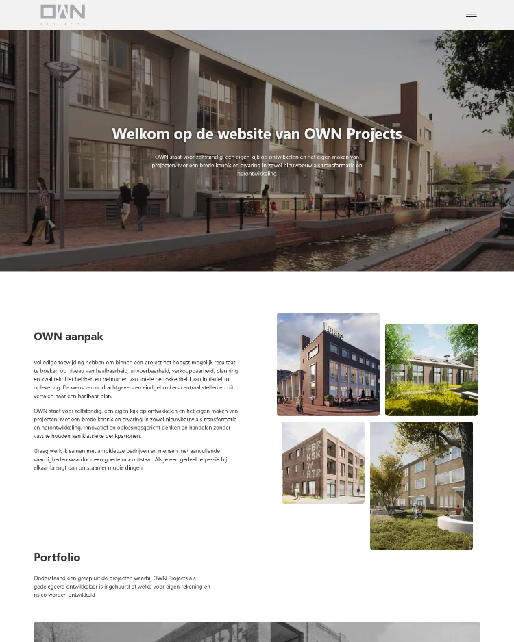 Website voor OWN Projects Tilburg