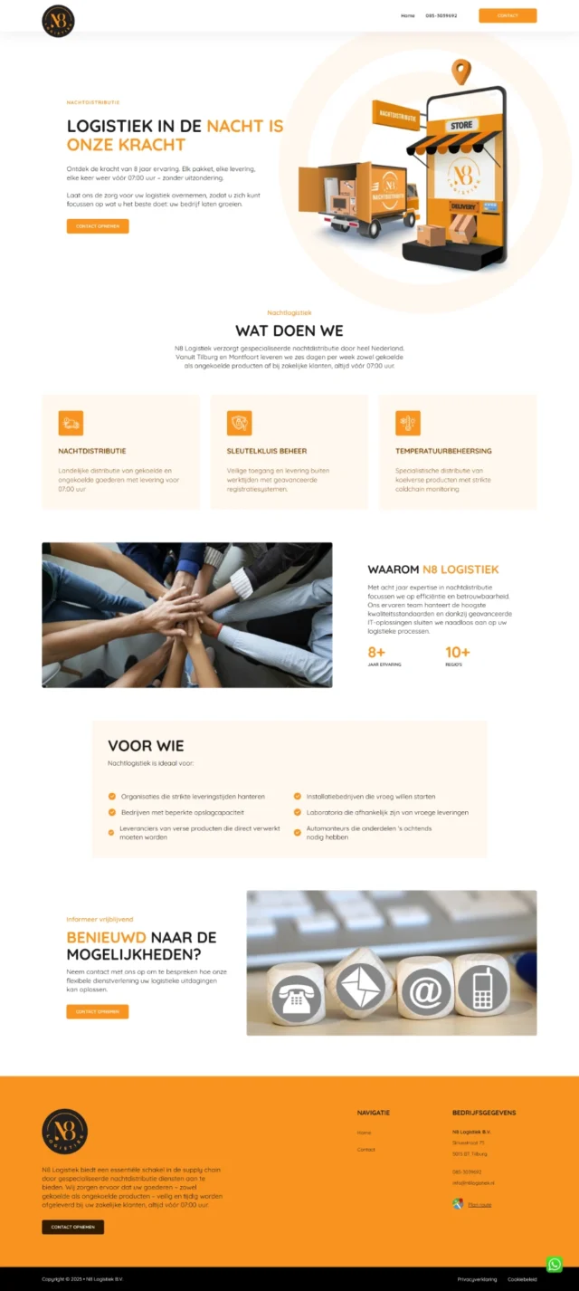 N8logistiek heeft een website laten maken bij Hamerklap