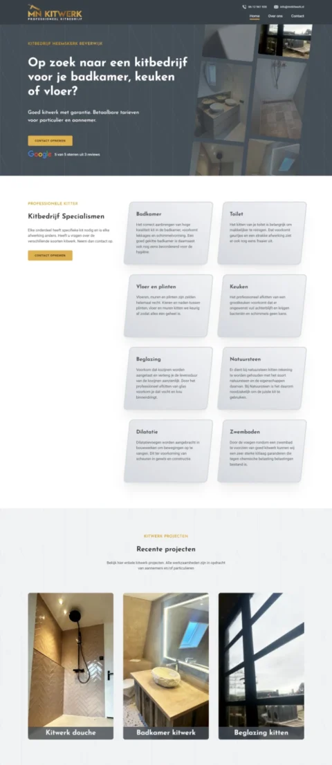 Website gemaakt voor MN Kitwerk
