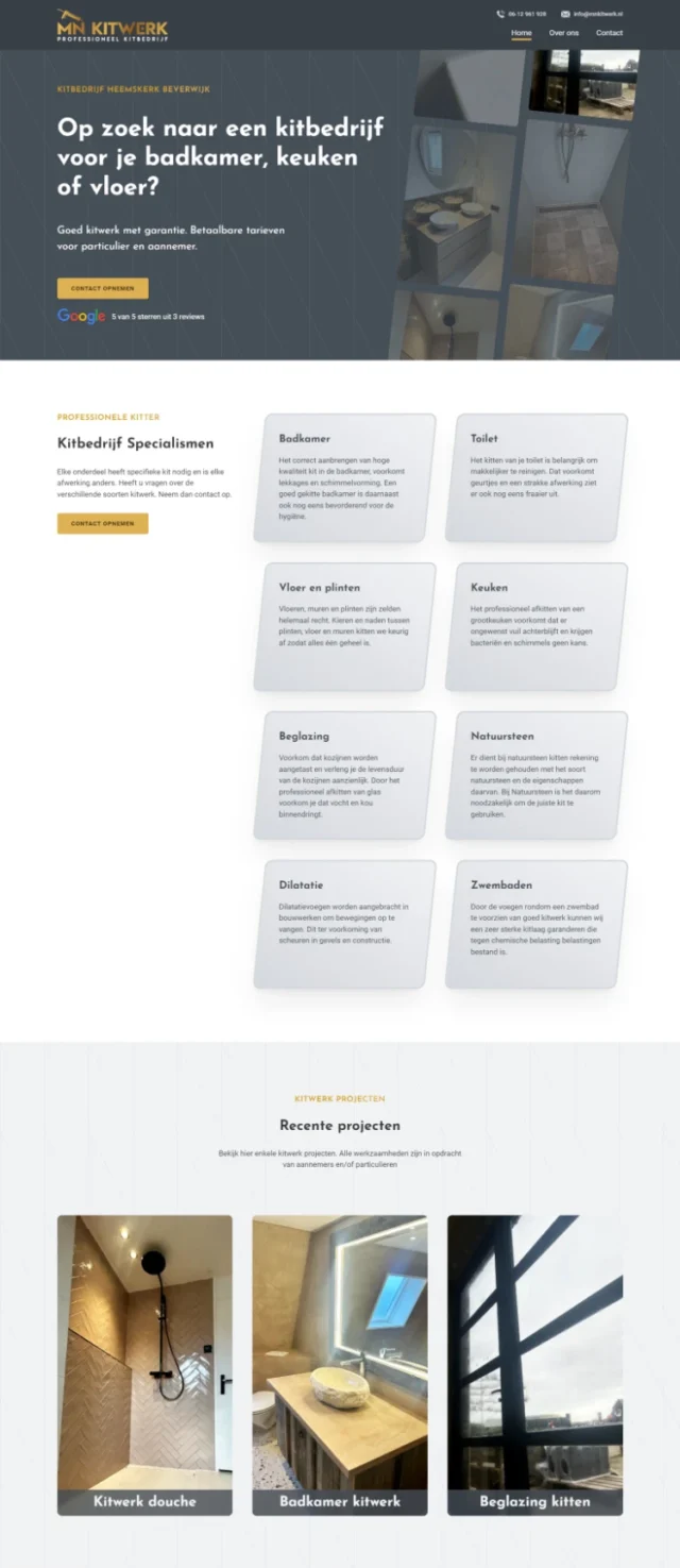 Website project voor MN Kitwerk