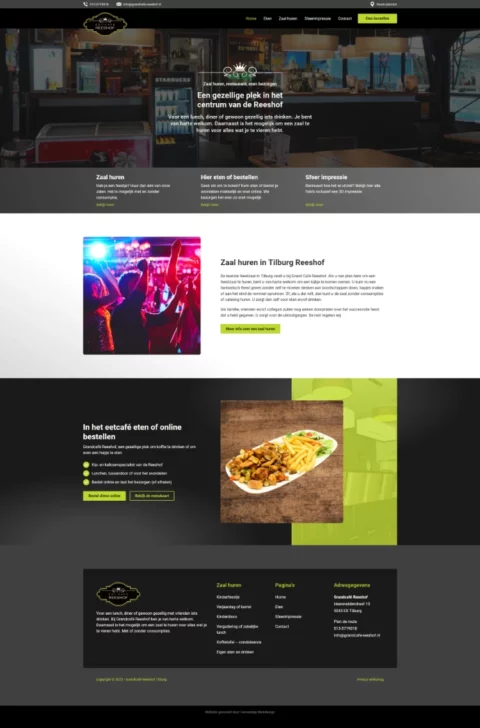 Website voor Grandcafe Reeshof in Tilburg