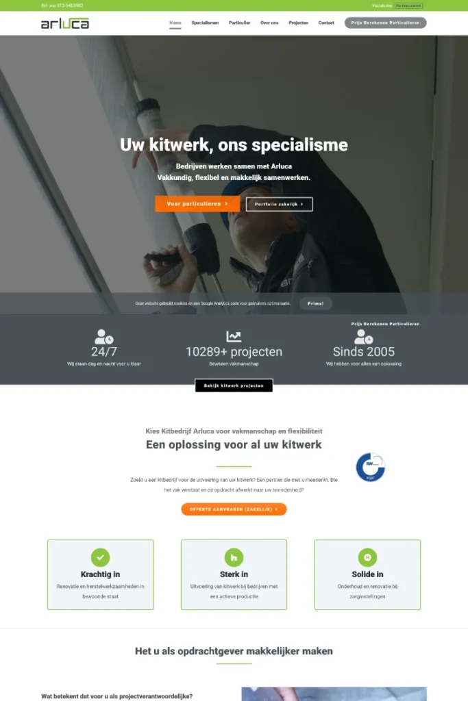 Website voor kitbedrijf Arluca